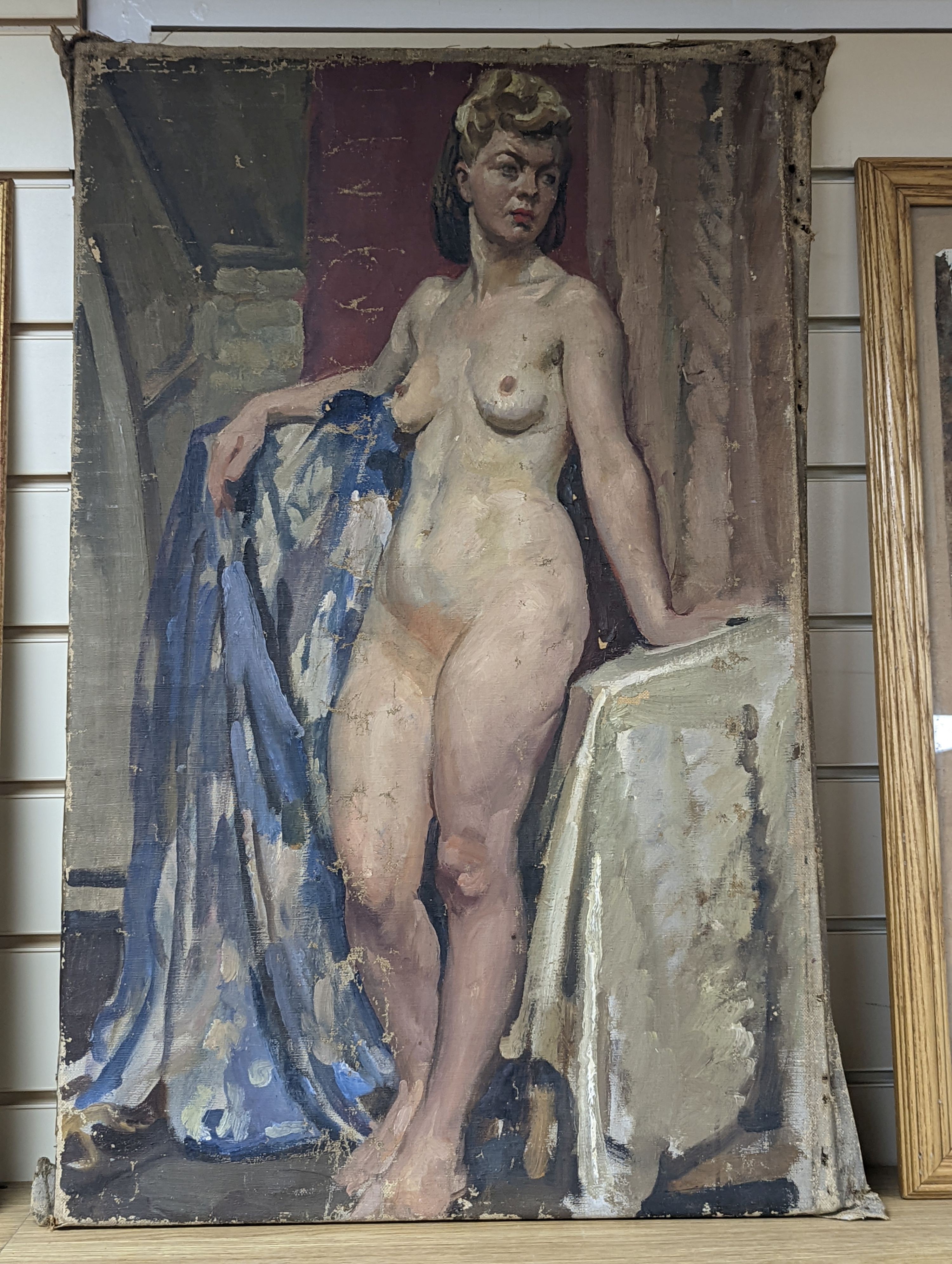 David Buchanon (20th C.), oil on canvas, Standing female nude, 73 x 46cm, unframed